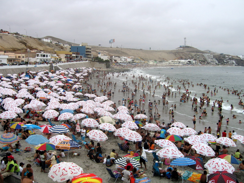 Crowded Punta Hermosa Beach