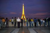 Tourists viewing Eiffel, Paris